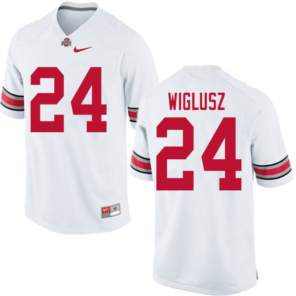Mens #24 Sam Wiglusz Ohio State Buckeyes Stitched Nike White College Football Game Jersey S-3XL