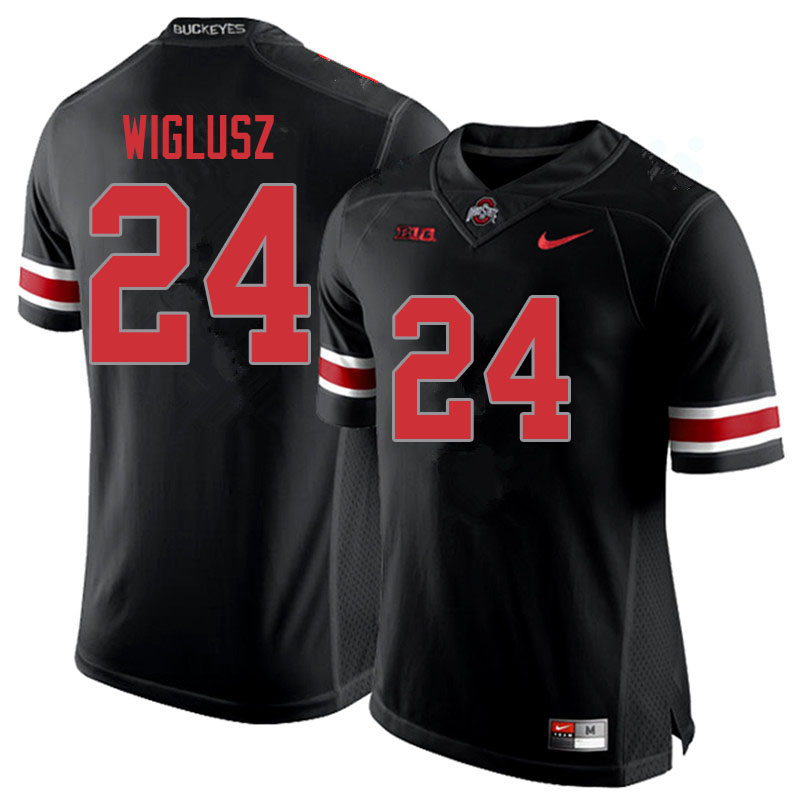 Mens #24 Sam Wiglusz Ohio State Buckeyes Stitched Nike Blackout College Football Game Jersey S-3XL