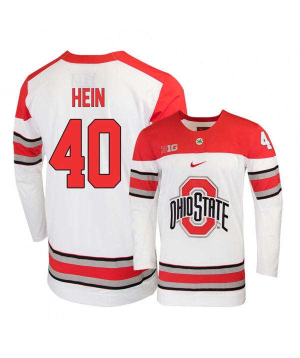 Men's #40 Ronnie Hein Ohio State Buckeyes Stitched Nike White Hockey Jersey