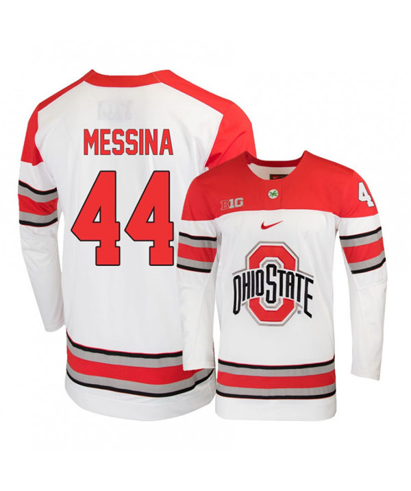 Men's #44 Dalton Messina Ohio State Buckeyes Stitched Nike White Hockey Jersey