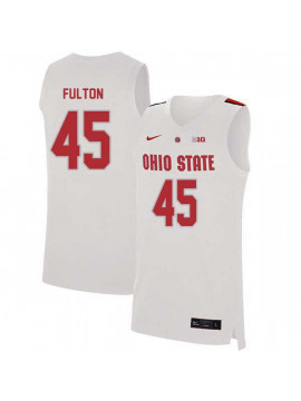 Men's #45 Connor Fulton Ohio State Buckeyes Elite Nike White Stitched College Basketball Jersey