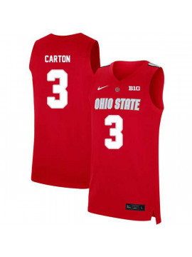 Men's #3 DJ Carton Ohio State Buckeyes Elite Nike Scarlet Stitched College Basketball Jersey