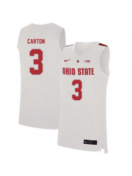 Men's #3 DJ Carton Ohio State Buckeyes Elite Nike White Stitched College Basketball Jersey