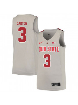 Men's #3 DJ Carton Ohio State Buckeyes Elite Nike Gray Stitched College Basketball Jersey