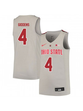Men's #4 Daniel Giddens Ohio State Buckeyes Elite Nike Gray Stitched College Basketball Jersey