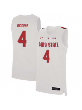 Men's #4 Daniel Giddens Ohio State Buckeyes Elite Nike White Stitched College Basketball Jersey