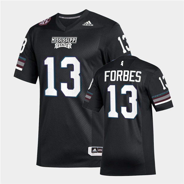Men Mississippi State Bulldogs #13 Emmanuel Forbes Jr.adidas 2020 Black Premier Strategy Football Jersey