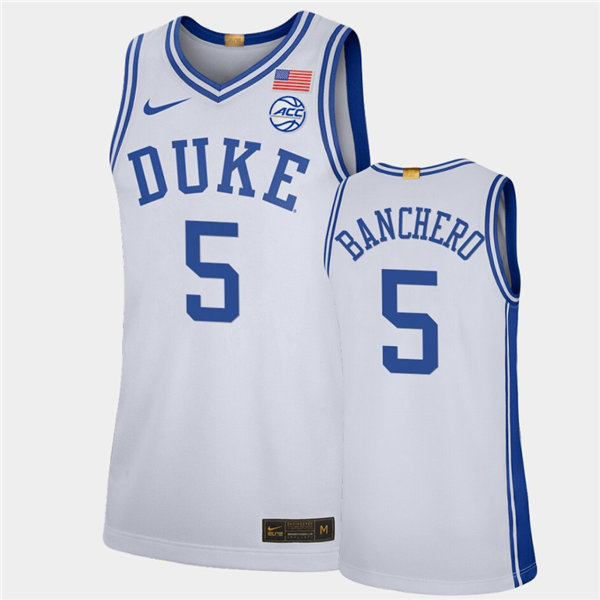 Mens Duke Blue Devils #5 Paolo Banchero Nike White College Basketball Game Jersey Mens Duke Blue Devils #5 Paolo Banchero Nike White College Basketball Game Jersey