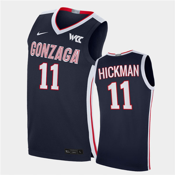 Mens Gonzaga Bulldogs #11 Nolan Hickman Navy Nike 2021 WCC College Basketball Game Jersey