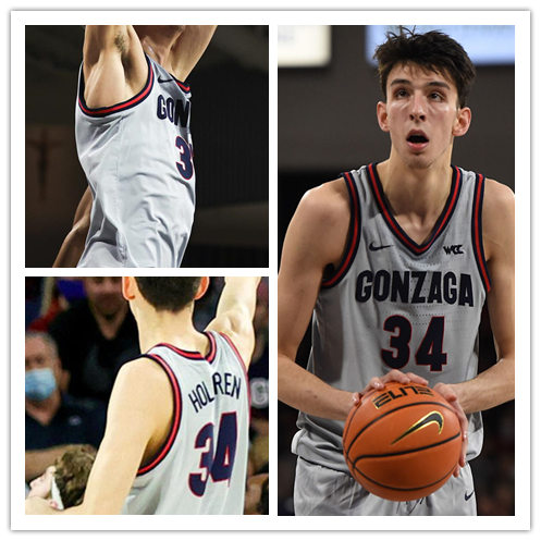 Mens Gonzaga Bulldogs #34 Chet Holmgren Nike Grey 2021-22 WCC College Basketball Game Jersey Mens Gonzaga Bulldogs #34 Chet Holmgren Nike Grey 2021-22 WCC College Basketball Game Jersey