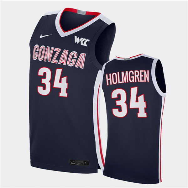 Mens Gonzaga Bulldogs #34 Chet Holmgren Navy Nike 2021 WCC College Basketball Game Jersey