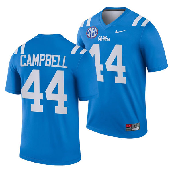 Mens Ole Miss Rebels #44 Chance Campbell Nike Light Blue College Football Game Jersey