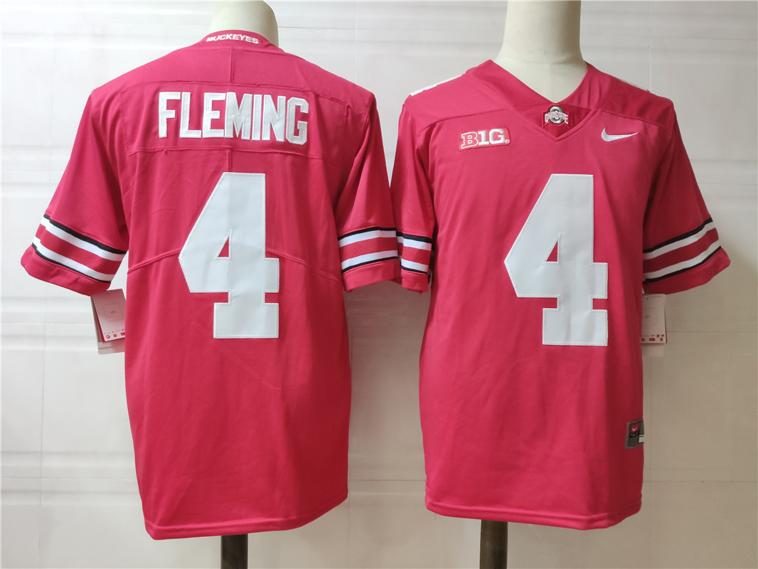 Mens #4 Julian Fleming Ohio State Buckeyes Stitched Nike Scarlet College Football Game Jersey S-3XL