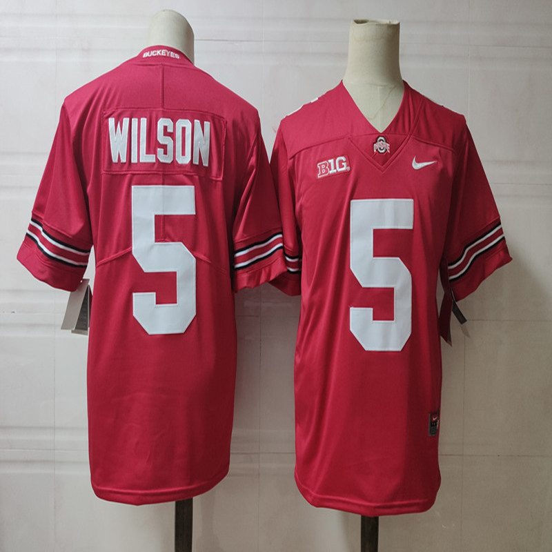 Mens #5 Garrett Wilson Ohio State Buckeyes Stitched Nike Scarlet College Football Game Jersey S-3XL
