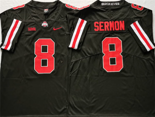 Mens #8 Trey Sermon Ohio State Buckeyes Stitched Nike Blackout College Football Game Jersey S-3XL