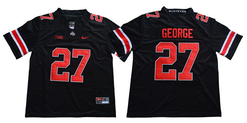 Mens #27 Eddie George Ohio State Buckeyes Stitched Nike Blackout College Football Game Jersey S-3XL