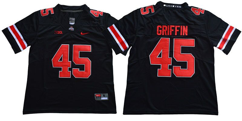 Mens #45 Archie Griffin Ohio State Buckeyes Stitched Nike Blackout College Football Game Jersey S-3XL