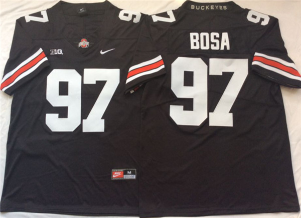 Mens #97 Nick Bosa Ohio State Buckeyes Stitched Nike Black White College Football Game Jersey S-3XL