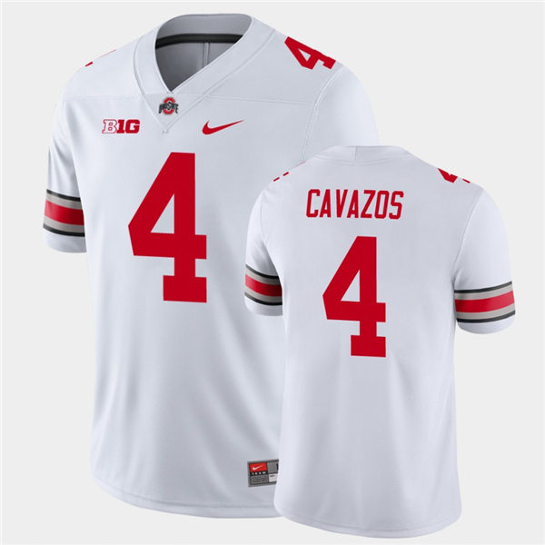 Mens #4 Lejond Cavazos Ohio State Buckeyes Stitched Nike White College Football Game Jersey S-3XL