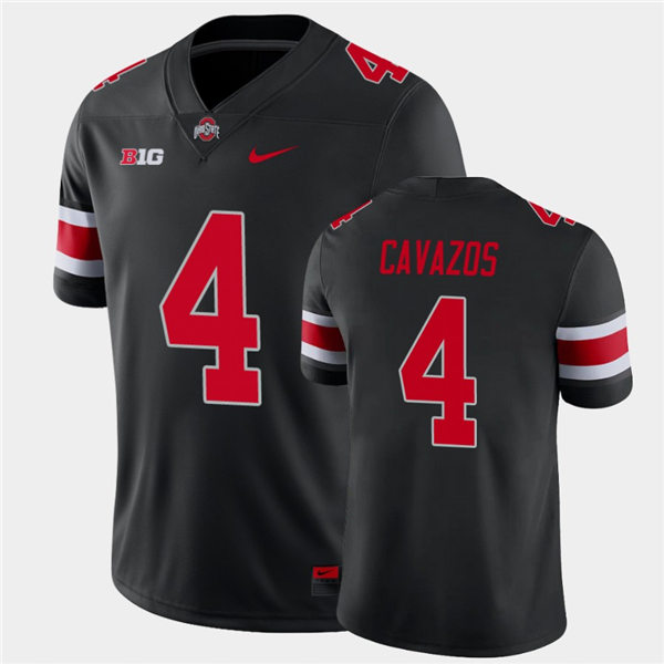 Mens #4 Lejond Cavazos Ohio State Buckeyes Stitched Nike Blackout College Football Game Jersey S-3XL