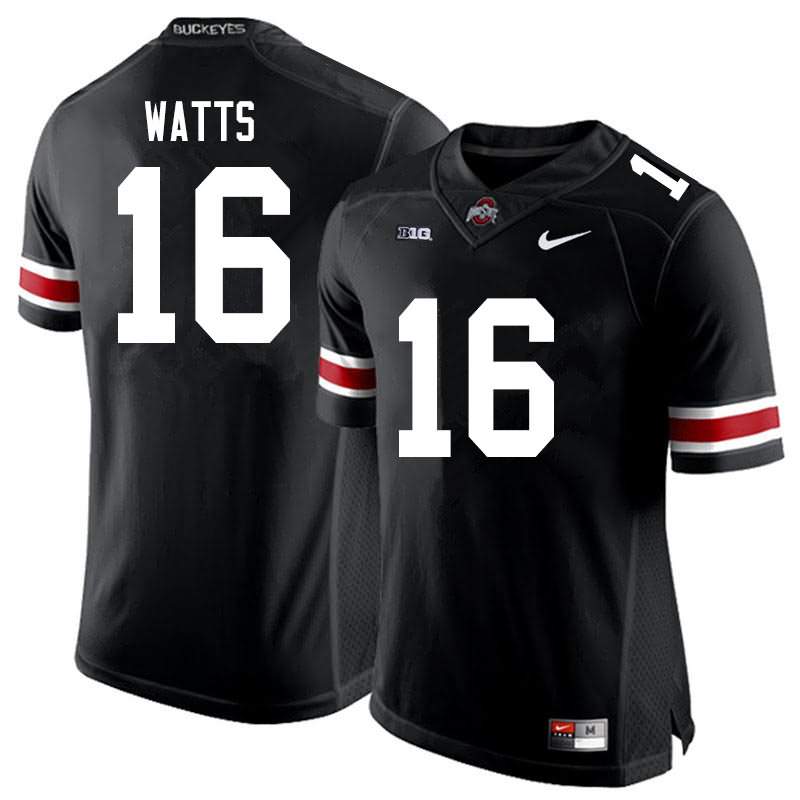 Mens #16 Ryan Watts Ohio State Buckeyes Stitched Nike Black White College Football Game Jersey S-3XL