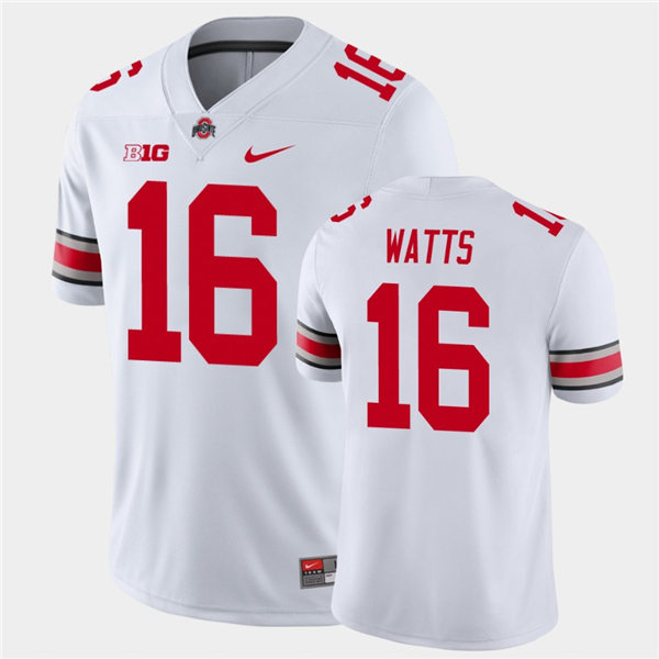 Mens #16 Ryan Watts Ohio State Buckeyes Stitched Nike White College Football Game Jersey S-3XL