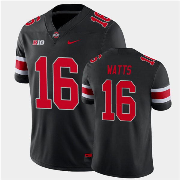 Mens #16 Ryan Watts Ohio State Buckeyes Stitched Nike Blackout College Football Game Jersey S-3XL