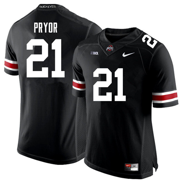 Mens #21 Evan Pryor Ohio State Buckeyes Stitched Nike Black White College Football Game Jersey S-3XL