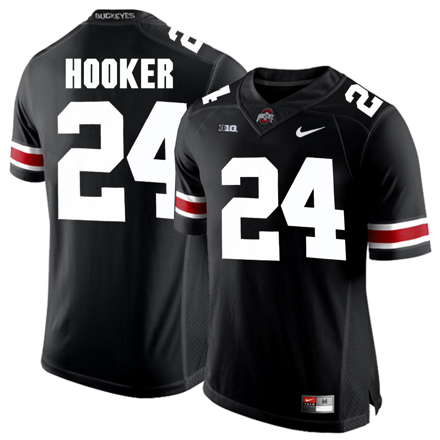 Mens #24 Malik Hooker Ohio State Buckeyes Stitched Nike Black White College Football Game Jersey S-3XL
