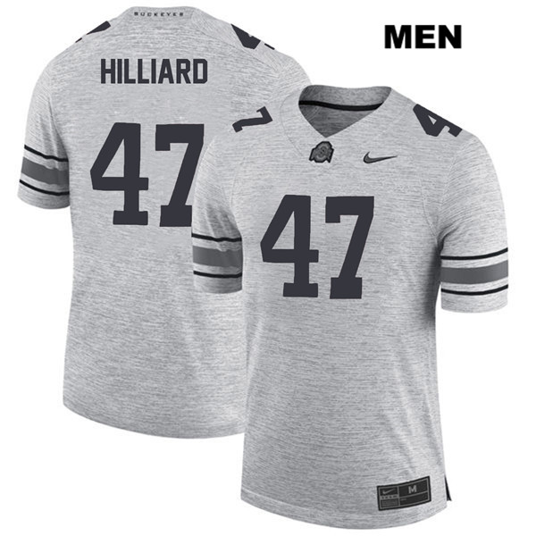 Mens #47 Justin Hilliard Ohio State Buckeyes Stitched Nike Gray College Football Game Jersey S-3XL
