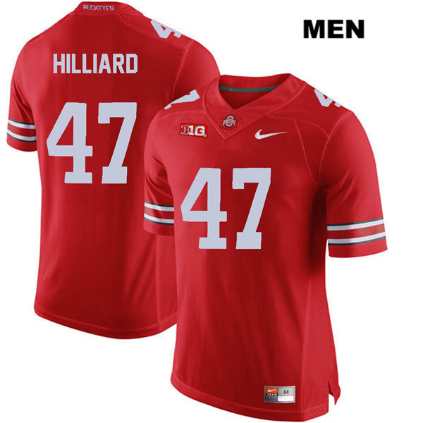 Mens #47 Justin Hilliard Ohio State Buckeyes Stitched Nike Scarlet College Football Game Jersey S-3XL