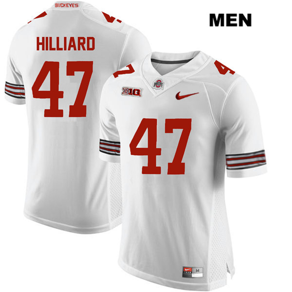 Mens #47 Justin Hilliard Ohio State Buckeyes Stitched Nike White College Football Game Jersey S-3XL