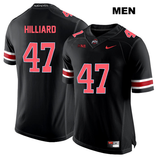 Mens #47 Justin Hilliard Ohio State Buckeyes Stitched Nike Blackout College Football Game Jersey S-3XL