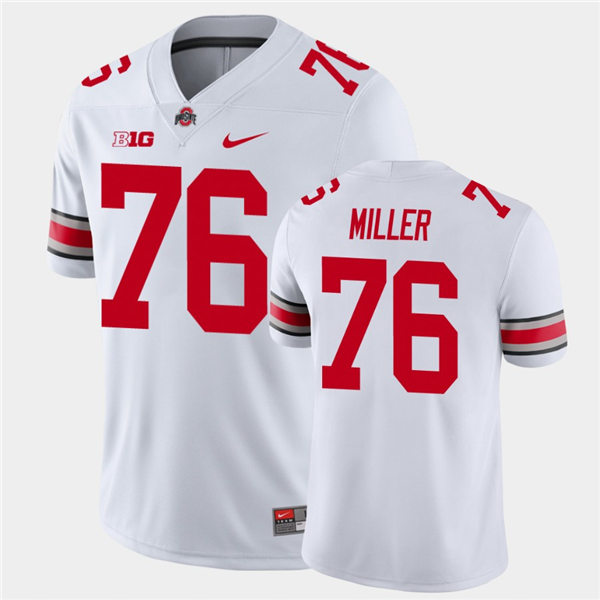 Mens #76 Harry Miller Ohio State Buckeyes Stitched Nike White College Football Game Jersey S-3XL
