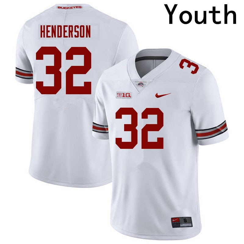 Youths #32 TreVeyon Henderson Ohio State Buckeyes Stitched Nike White College Football Game Jersey S-3XL