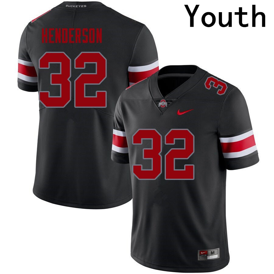 Youths #32 TreVeyon Henderson Ohio State Buckeyes Stitched Nike Blackout College Football Game Jersey S-3XL