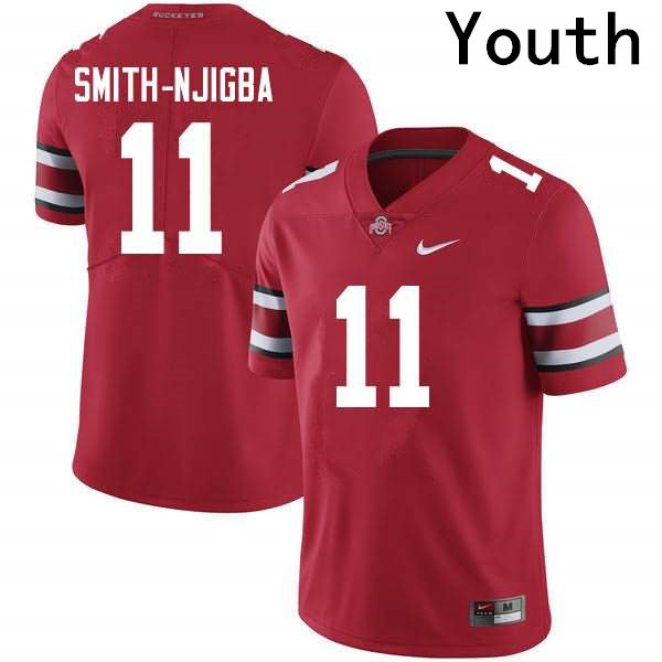 Youths #11 Jaxon Smith-Njigba Ohio State Buckeyes Stitched Nike Scarlet College Football Game Jersey S-3XL