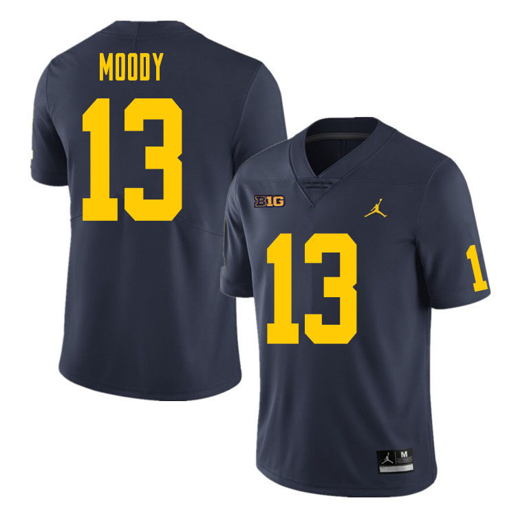 Mens Michigan Wolverines #13 Jake Moody Navy Jordan Brand College Football Game Jersey