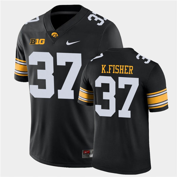 Mens Iowa Hawkeyes #37  Kyler Fisher Nike Black College Football Game Jersey