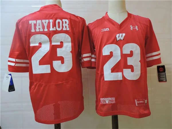 Men's Wisconsin Badgers #23 Jonathan Taylor Red 2019 College Football Jersey