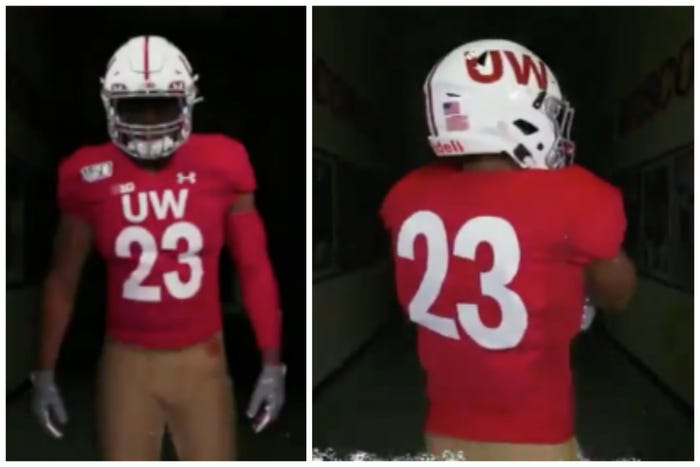 Wisconsin Badgers Custom 2020 Red UW Under Armour College Football Jersey