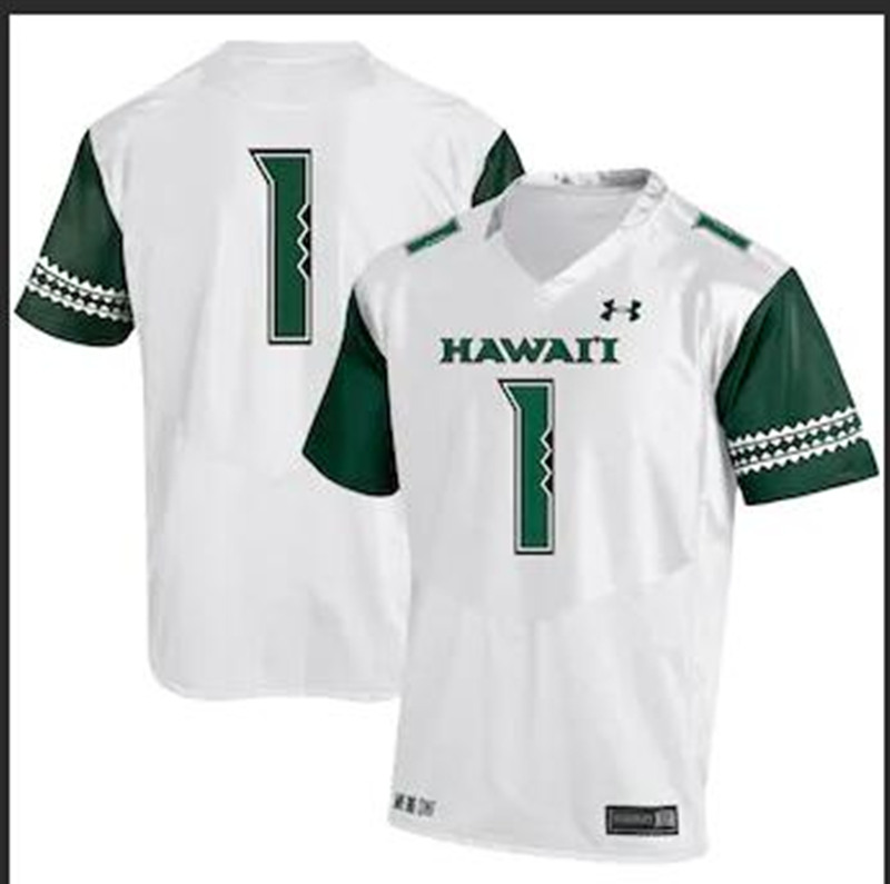Mens Hawaii Rainbow Warriors Custom Under Armour White Football Jersey