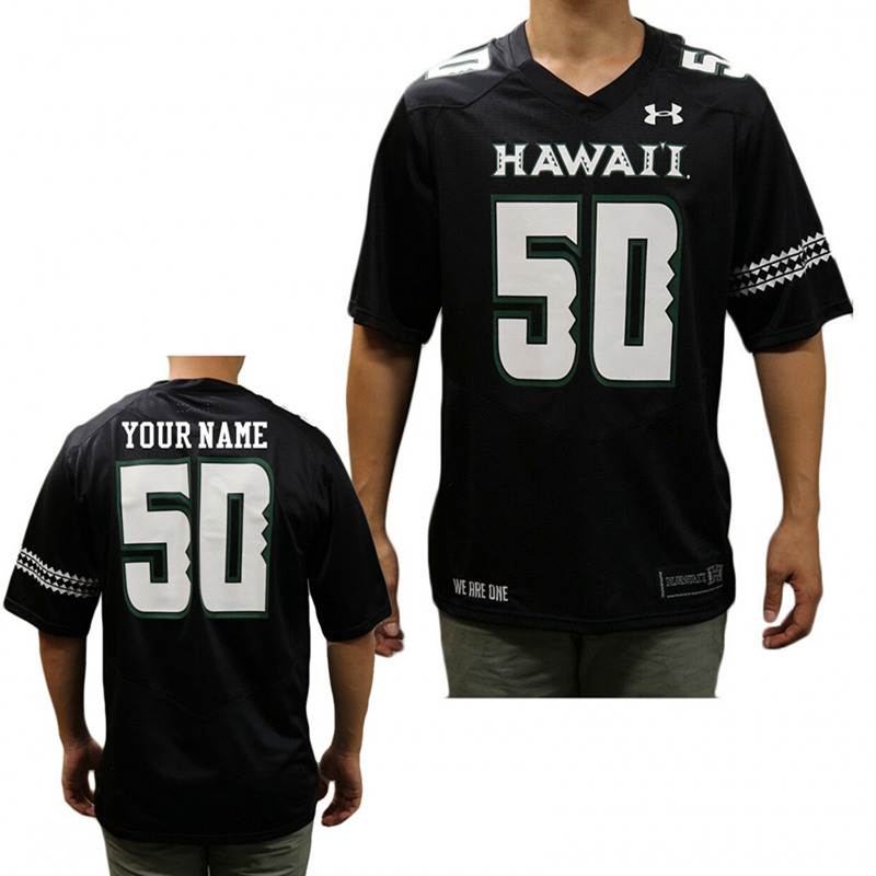 Mens Hawaii Rainbow Warriors Custom Under Armour Black Football Jersey