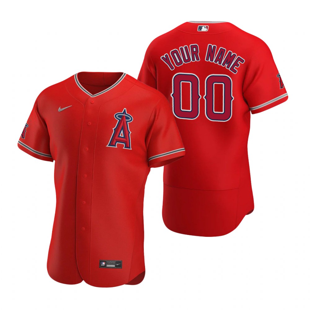 Los Angeles Angels Custom Nike Scarlet with TEeam Logo Alternate FlexBase Jersey