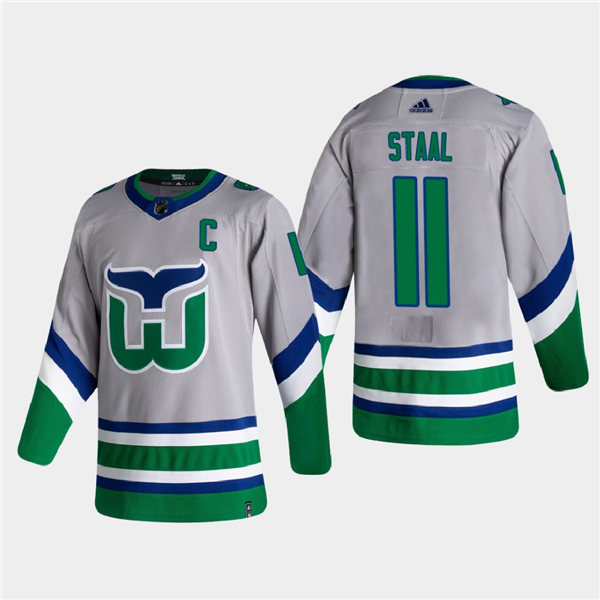 Men's Carolina Hurricanes #11 Jordan Staal silvery grey Adidas 2021 NHL REVERSE RETRO JERSEYS