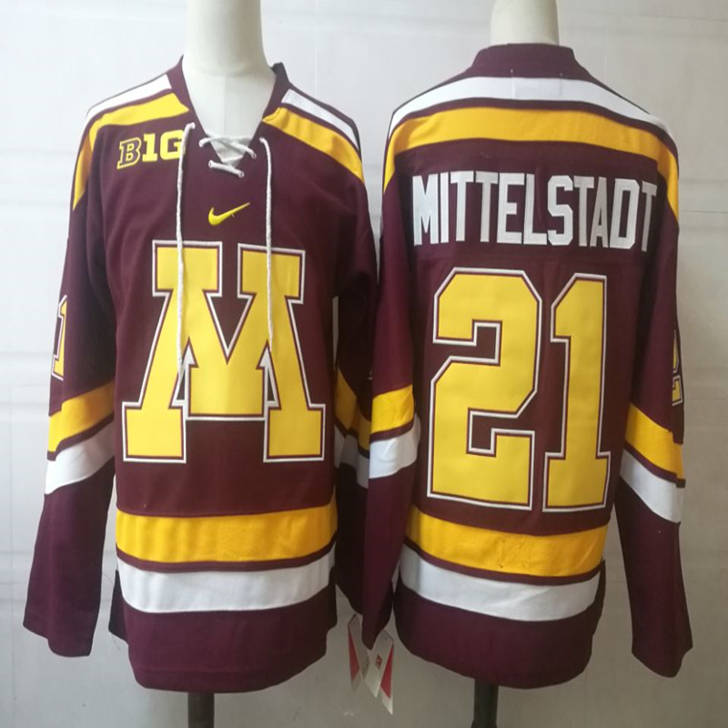 Men's Minnesota Golden Gophers #21 Casey Mittelstadt Maroon Nike NCAA College Hockey Jersey Men's Minnesota Golden Gophers #21 Casey Mittelstadt Maroon Nike NCAA College Hockey Jersey