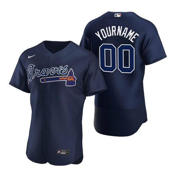 Atlanta Braves Custom Nike Navy Alternate Flex Base Baseball Jersey