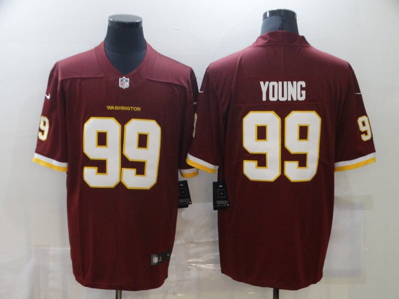 Mens #99 Chase Young Washington Football Team Stitched Nike Burgundy Game Football Jersey