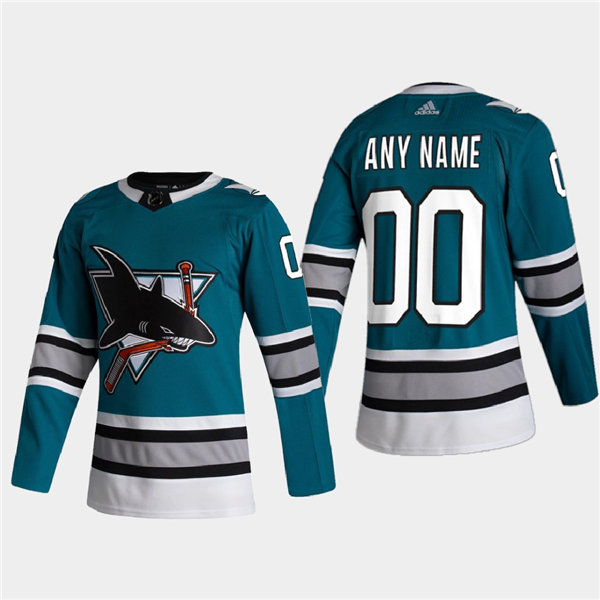 Men's San Jose Sharks Custom Teal Adidas 2020-21 Heritage 30th Anniversary Jersey