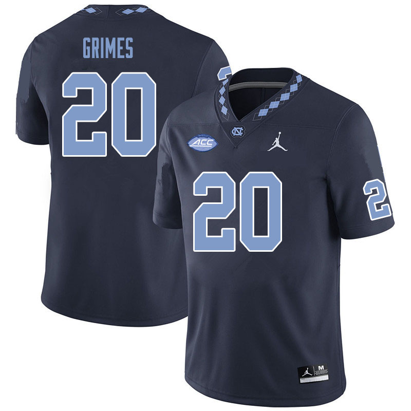 Mens North Carolina Tar Heels #20 Tony Grimes Navy Alternate College Football Jersey